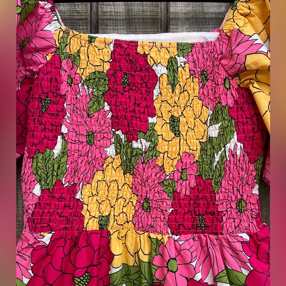 Listicle flower print puffed tiered midi dress - Picture 11 of 16